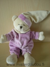 Doudou Ours Cmp Ecru rose et mauve 