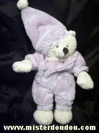 Doudou Ours Cmp Mauve blanc 