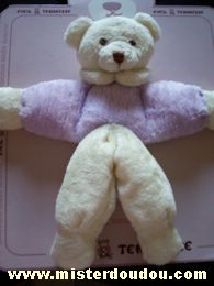 Doudou Ours Cmp Mauve écru Ours éveil et tendresse neuf