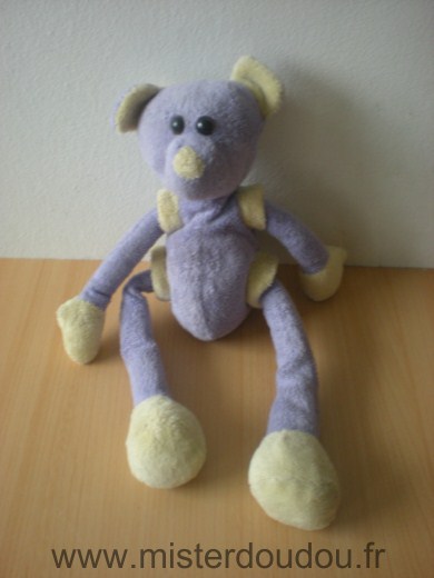 Doudou Ours Cmp Mauve jaune Doudou usagé le proposons pour dépanner