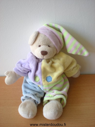 Doudou Ours Cmp Multicolore pastels 