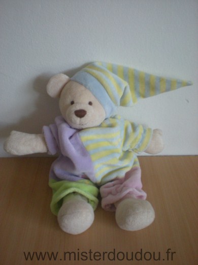 Doudou Ours Cmp Multicolores pastels 