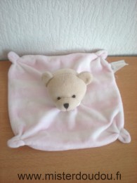 Doudou Ours Cmp Rayé blanc rose 