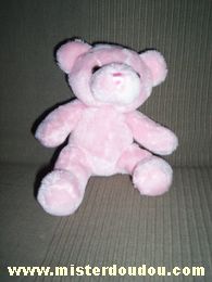 Doudou Ours Cmp Rose Yeux billes, nez brodé rose