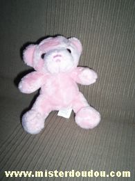 Doudou Ours Cmp Rose Yeux billes et nez brodé rose