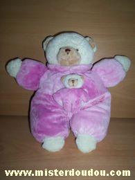 Doudou Ours Cmp Rose mauve Ours avec son bébé boite à musique hors service, écrit 