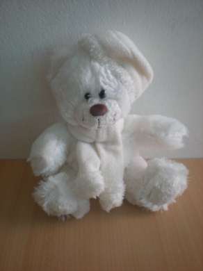 Doudou Ours Cobico Blanc echarpe bonnet 