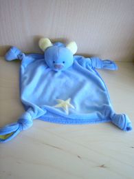 Doudou Ours Cobico Bleu étoile jaune 