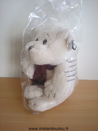 Doudou Ours Cobico Ecru echarpe bordeau 