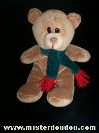 Doudou Ours Commonwealth Marron écharpe verte 