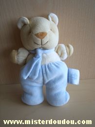 Doudou Ours Comptine Beige bleu écharpe bleue 