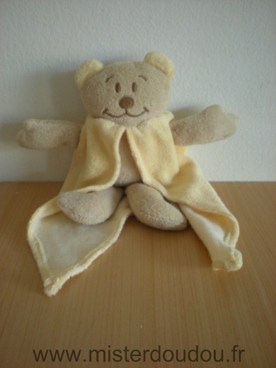 Doudou Ours Comptine Beige cape jaune 