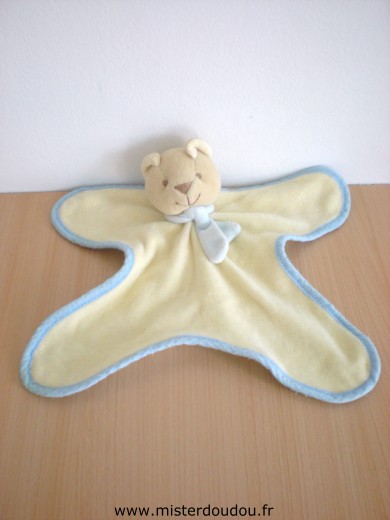 Doudou Ours Comptine Jaune bleu 