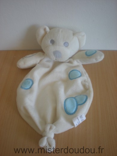 Doudou Ours Cosfibel Jaune ronds bleus 