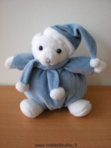 Doudou Ours Cp international Bleu blanc 