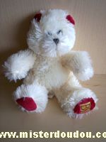 Doudou Ours Daktari Ecru rouge Inscription bs sous la patte