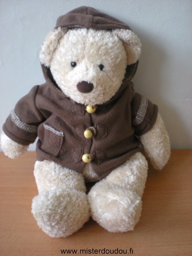 Doudou Ours Damart Beige manteau marron Musical