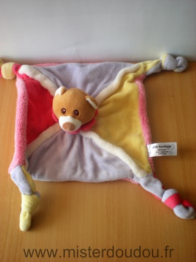 Doudou Ours Dbb boutique Rose mauve jaune 