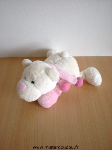 Doudou Ours Debbi Blanc rose 