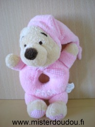 Doudou Ours Disney Beige rose Brodé : pooh