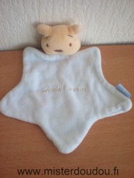 Doudou Ours Disney Bleu clair beige brodé winnie l'ourson 