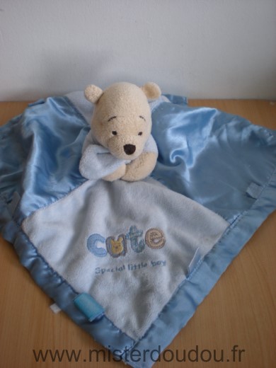 Doudou Ours Disney Bleu satin 