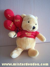 Doudou Ours Disney Jaune tshirt rouge ballons rouges Winnie the pooh