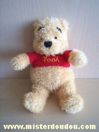 Doudou Ours Disney Jaune tshirt rouge pooh Winnie the pooh