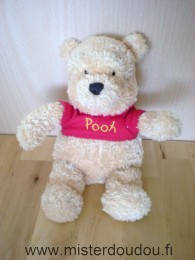 Doudou Ours Disney Jaune tshirt rouge pooh Winnie l'ourson