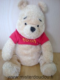 Doudou Ours Disney Jaune tshirt rouge pooh Winnie l'ourson grand modèle