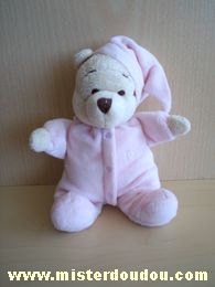 Doudou Ours Disney Rose bonnet rose Winnie
brodé pooh