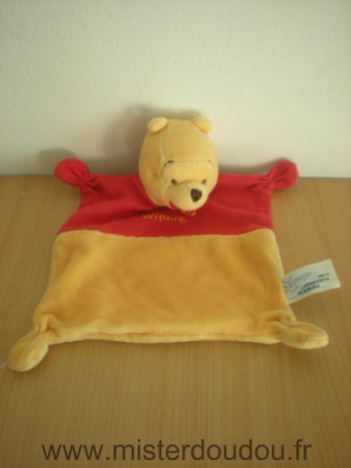 Doudou Ours Disney Tissus rouge winnie velours jaune 