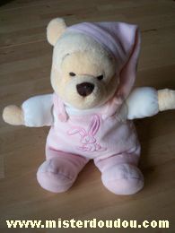 Doudou Ours Disney Tshirt blanc salopette rose Avec un lapin brode sur la salopette