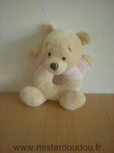 Doudou Ours Disney Winnie beige rose 