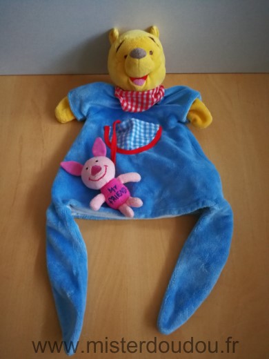 Doudou Ours Disney Winnie bleu porcinet 