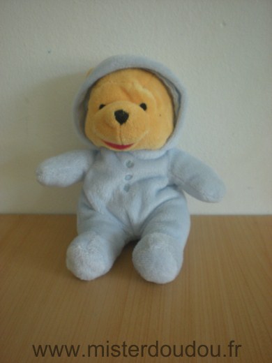 Doudou Ours Disney Winnie habit bleu capuche 