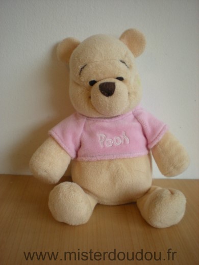 Doudou Ours Disney Winnie jaune pull rose pooh 