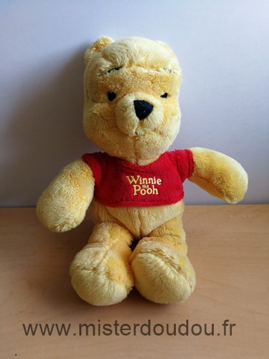 Doudou Ours Disney Winnie jaune pull rouge winnie the pooh 