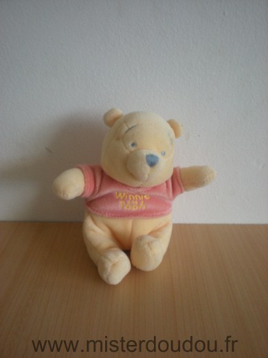 Doudou Ours Disney Winnie jaune tshirt rose 