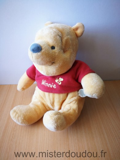 Doudou Ours Disney Winnie jaune tshirt rouge abeille 