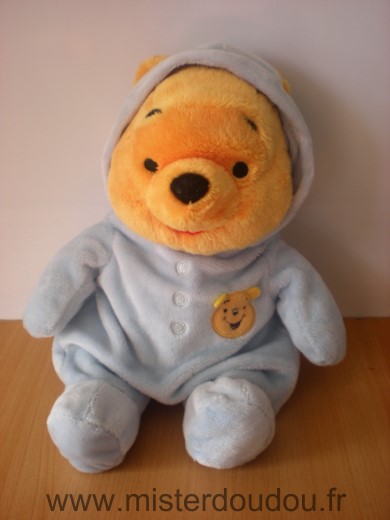 Doudou Ours Disney Winnie pyjama bleu 