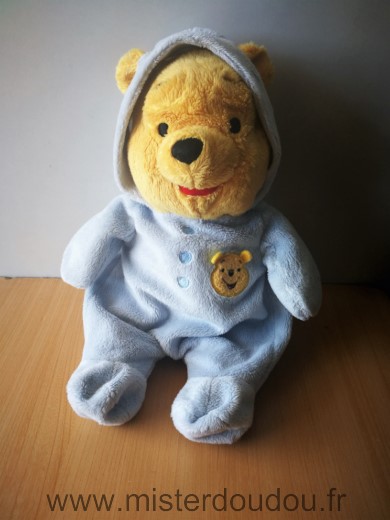 Doudou Ours Disney Winnie pyjama bleu 