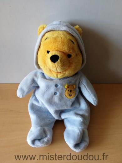 Doudou Ours Disney Winnie pyjama bleu 