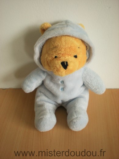 Doudou Ours Disney Winnie pyjama bleu capuche 