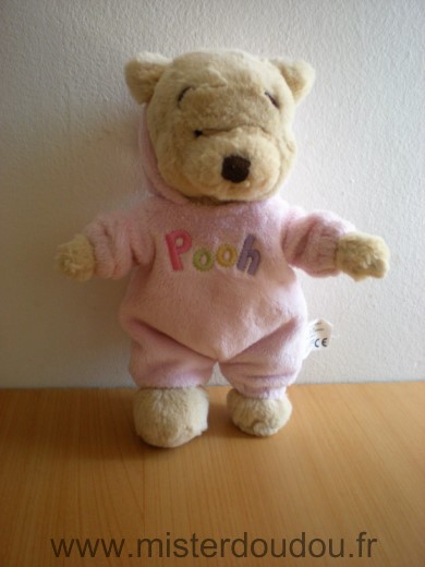 Doudou Ours Disney Winnie pyjama rose a capuche pooh 