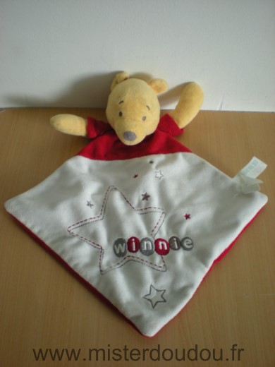 Doudou Ours Disney Winnie rouge blanc etoile 