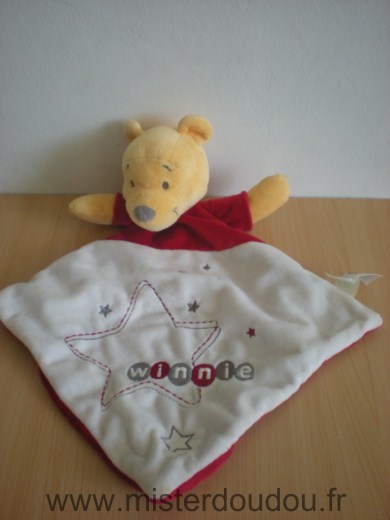 Doudou Ours Disney Winnie rouge blanc etoile 