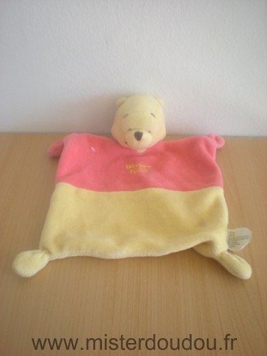 Doudou Ours Disney Winnie rouge clair jaune 