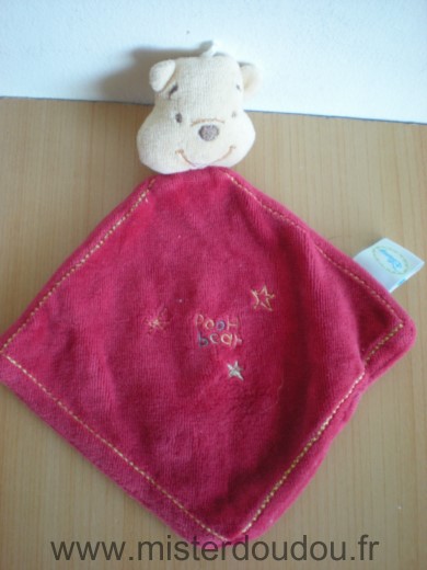 Doudou Ours Disney Winnie rouge etoiles 