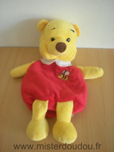 Doudou Ours Disney Winnie rouge jaune abeille range pyjama 